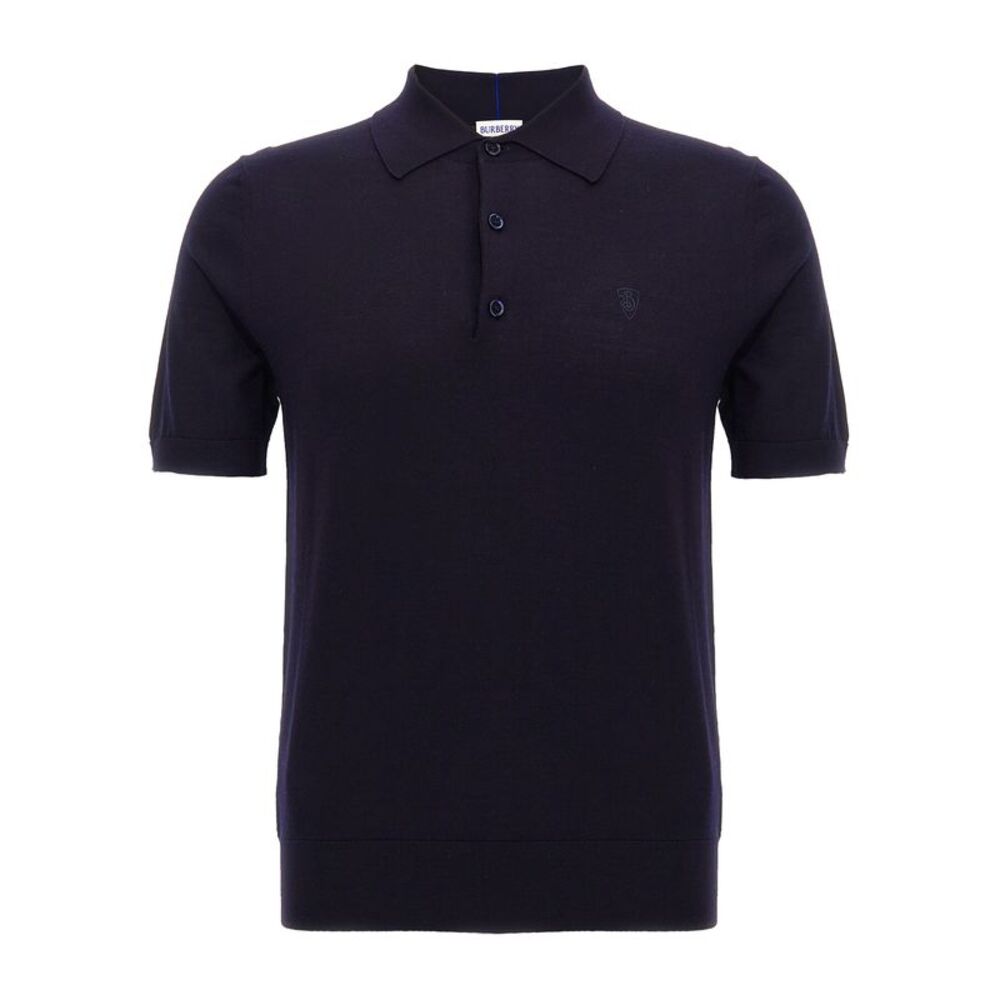 Burberry Blue Wool Polo Men's Shirt